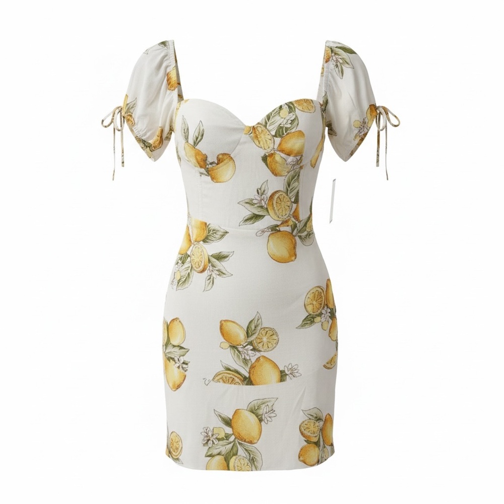NWT For Love & Lemons Lemon Print Dress size medium